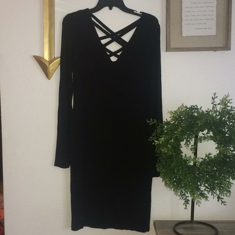 Popular Basics black strappy pencil dress